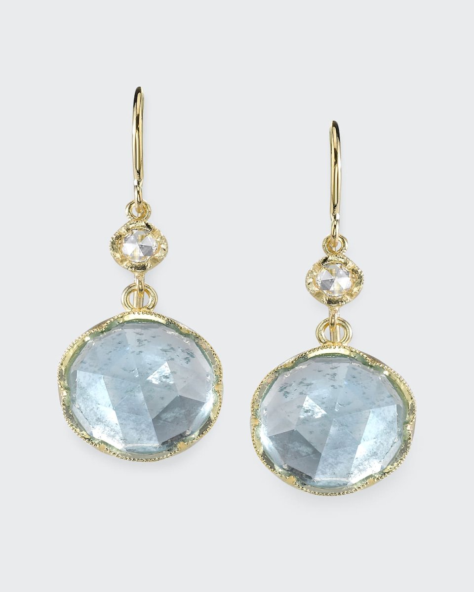 18k Yellow Gold Aquamarine Drop Earrings